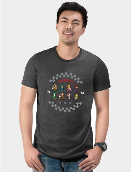 A unique pixel design tshirt inspired by Mario Kart
