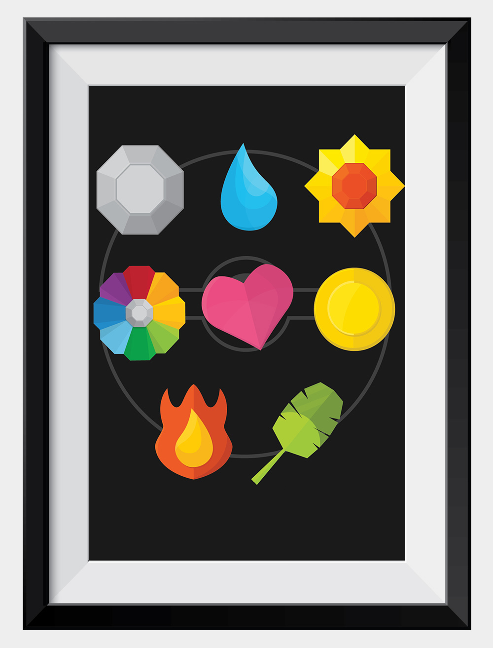 pokemon-kato-badges-mini-print-framed pokemon-kato-badges-mini-print-framed