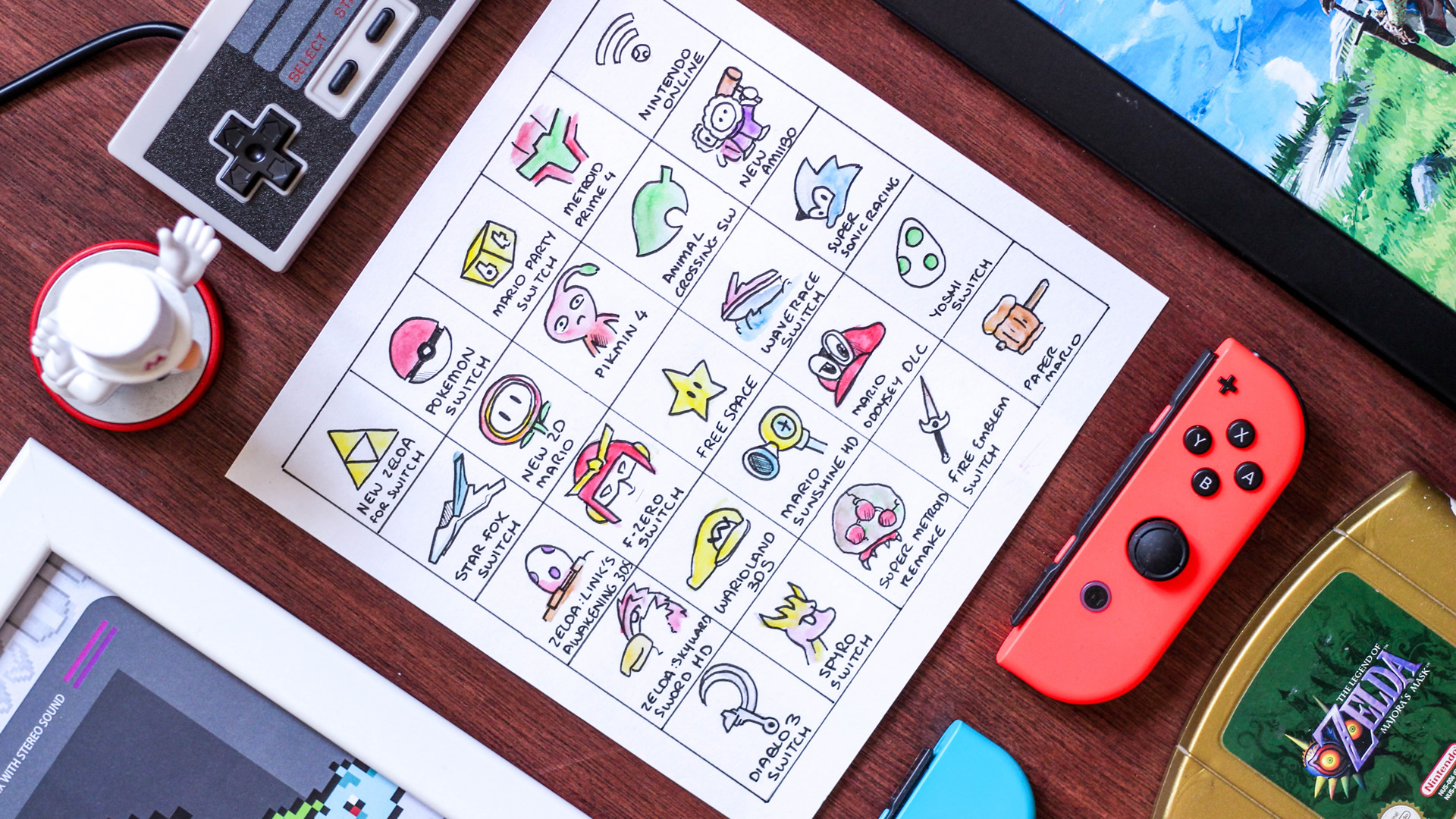 Nintendo E3 Bingo Card Doodles