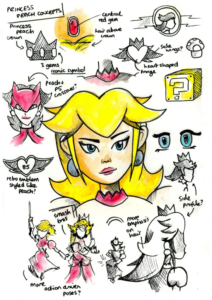 Princess Peach t-shirt concept, ideas, drawings and sketches