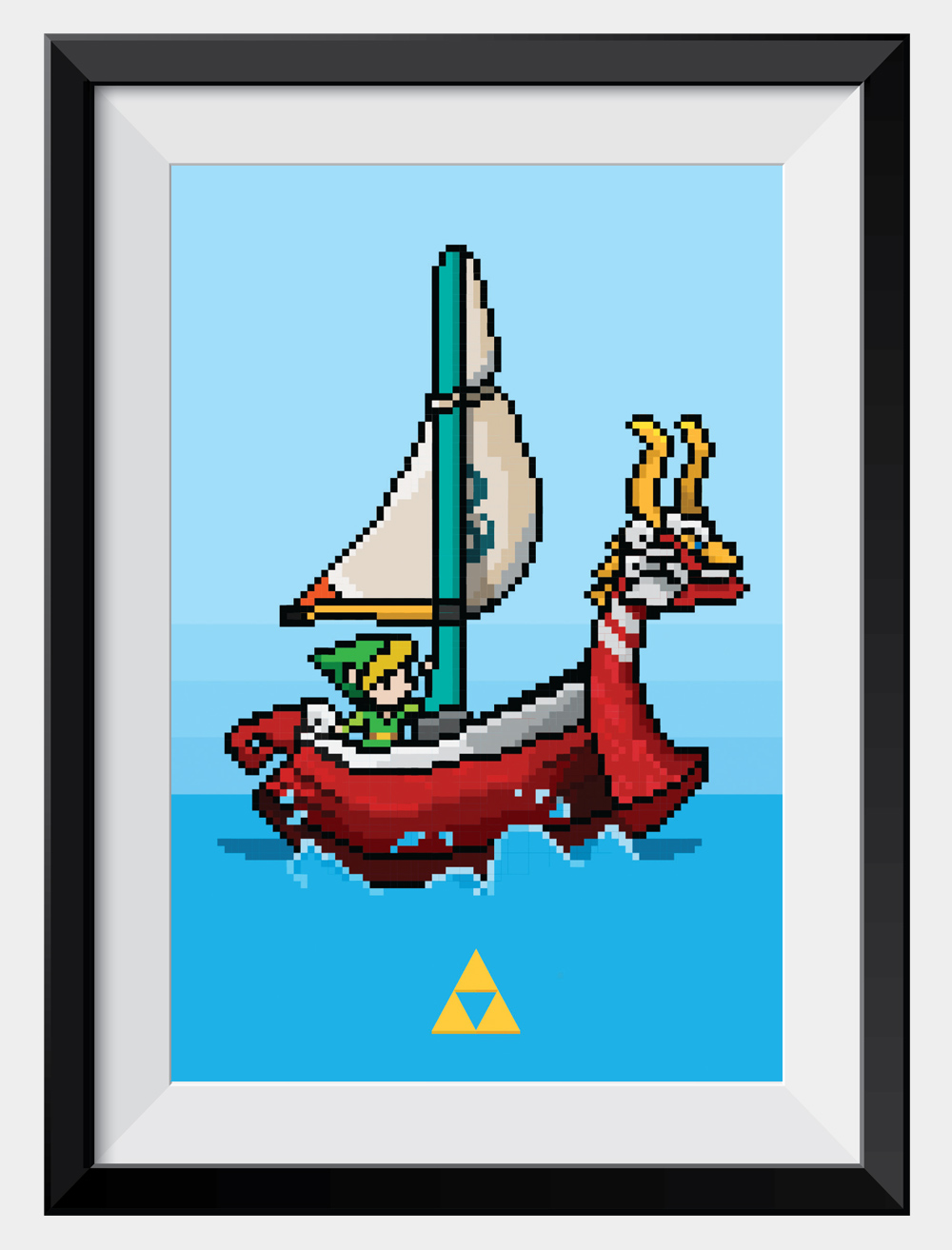 zelda-wind-waker-boat-pixel-print-framed