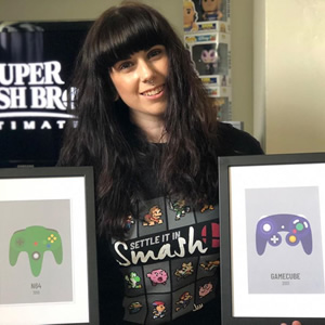 Smash! @littlemissleahmay is battle ready in her retro tee - let's enter the Smash Bros ring!