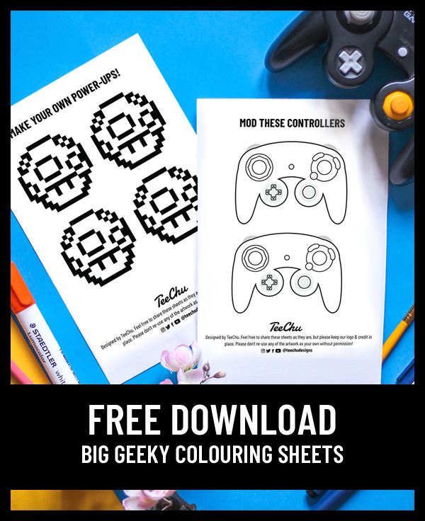 Download our free big geeky colouring sheets