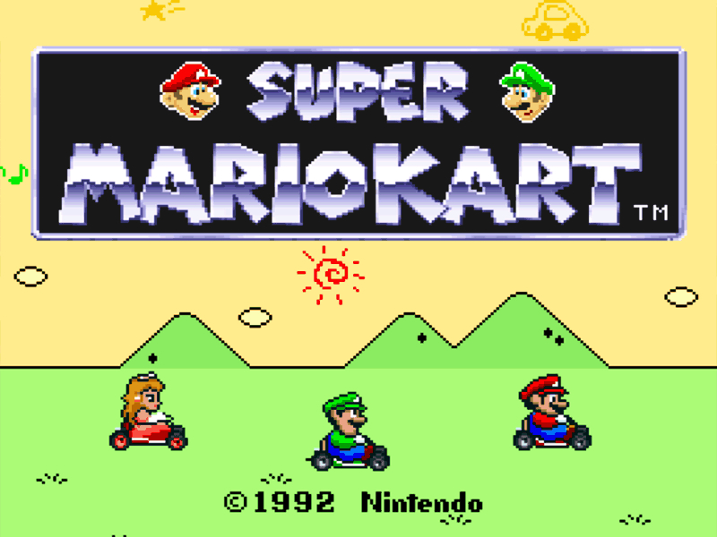 Super Mario Kart start screen on SNES