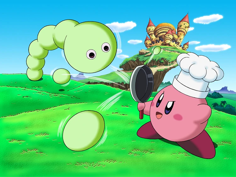 Origin of Kirby - Kirby battling a big worm