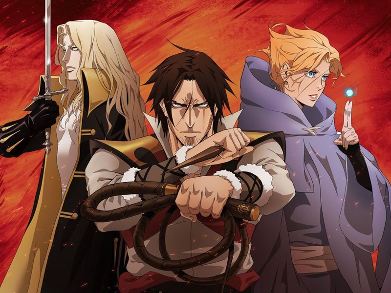 Three protagonists from the Castlevania show on Netflix