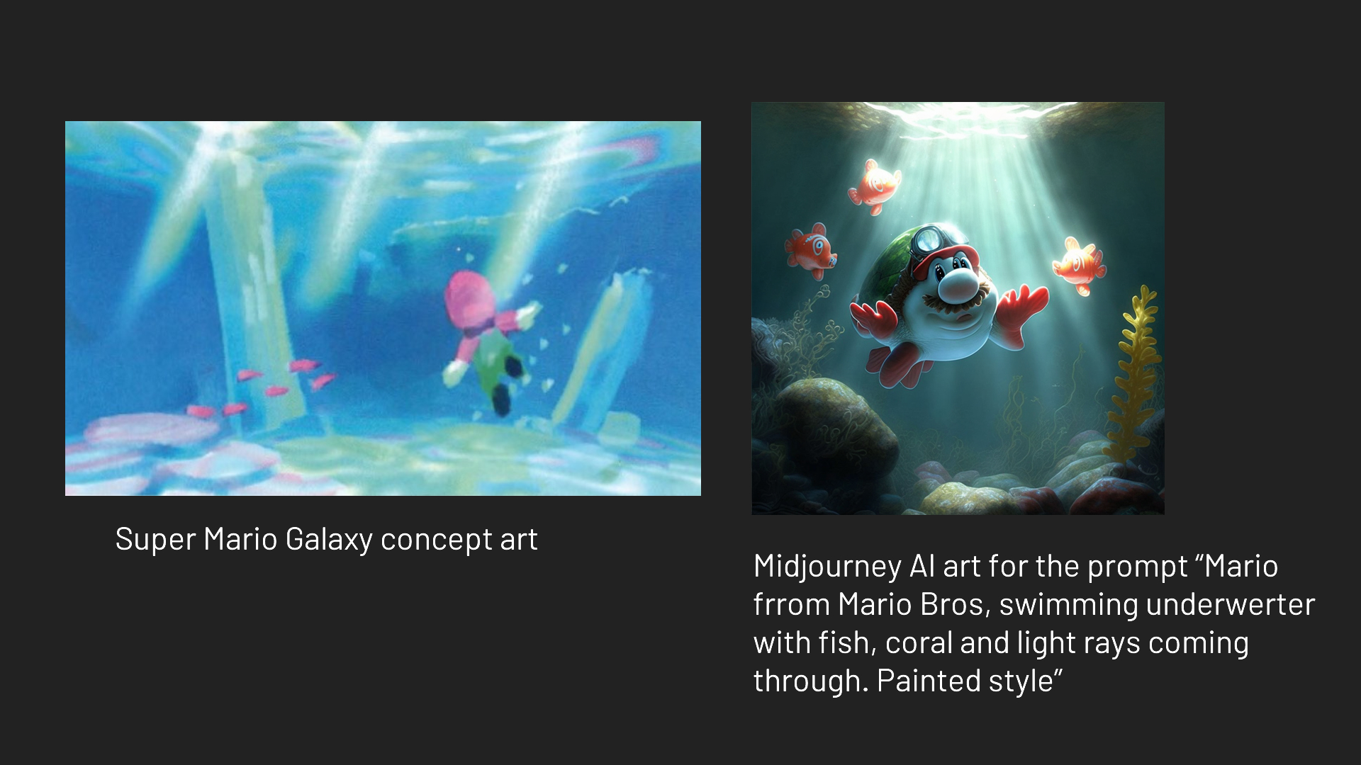 Can AI art handle underwater scenes? A picture of AI art vs human art for underwater scenes