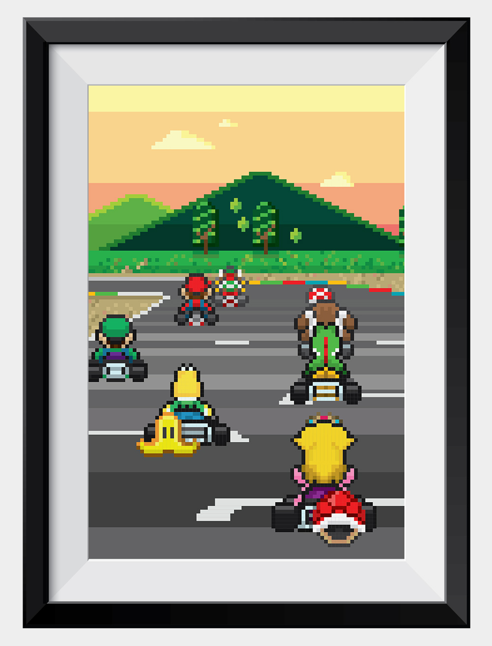 mario-kart-pixel-sprite-print-framed