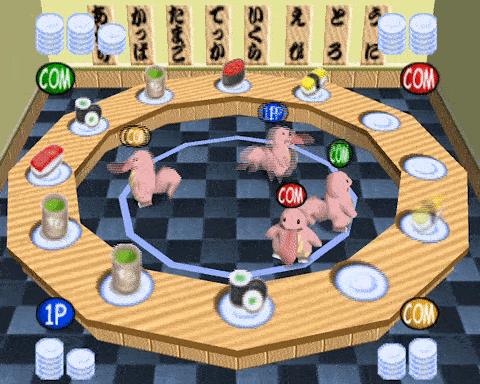 Image of the sushi game from Pokemon Stadium