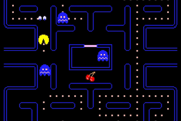 Image of the arcade classic Pac-Man. Example of AI in gaming