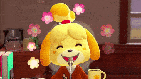 Animated GIF of Isabelle from Animal Crossing: New Horizons on Nintendo Switch