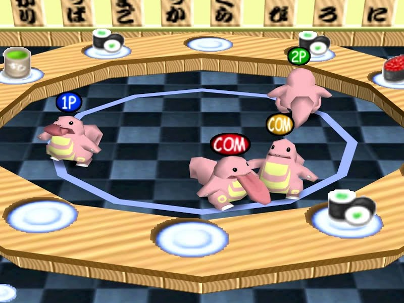 Upscaled screenshot of the Likitung mini game from Pokemon stadium on the Nintendo 64