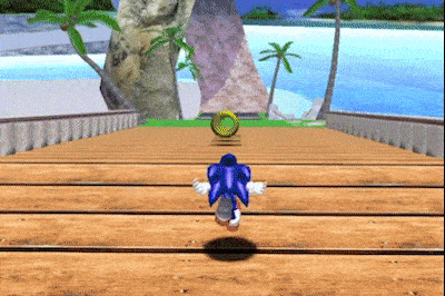 Sonic Adventure gif featuring Sonic running into a loop de loop