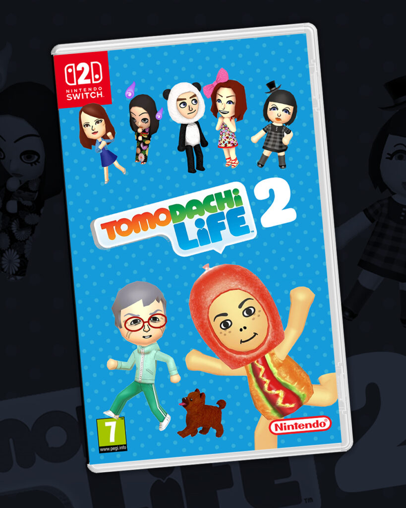 A mockup box for Tomodachi 2 on Nintendo Switch 2