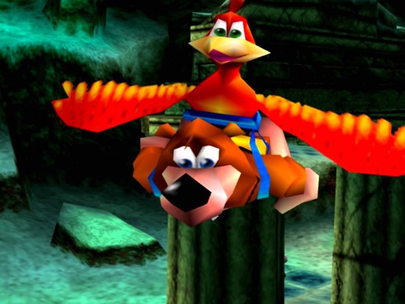 A screenshot of Banjo and Kazooie swimming. Part of an 2025 Video Game Anniversaries article.