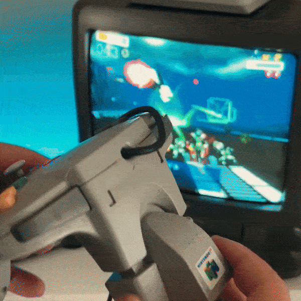 A gif image of the rumble pak on the N64